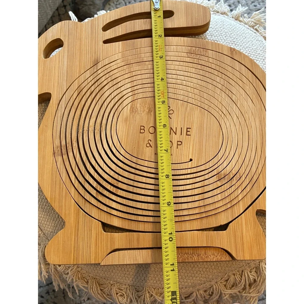 Bonnie &‎ Pop Bamboo Bunny Rabbit Collapsible Fruit Basket Trivet Cutting Board